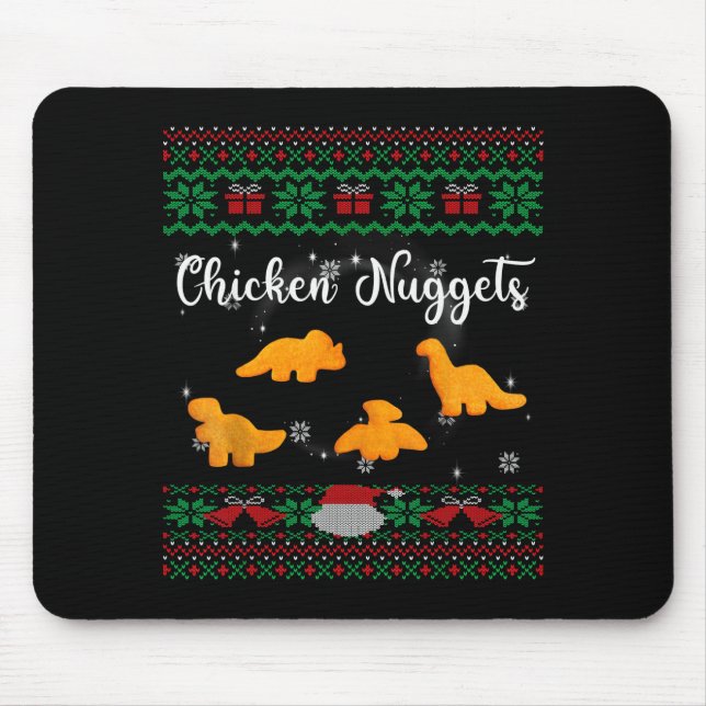 Dinos Chicken Nuggets Ugly Christmas Sweater Funny Musmatta (Framsidan)