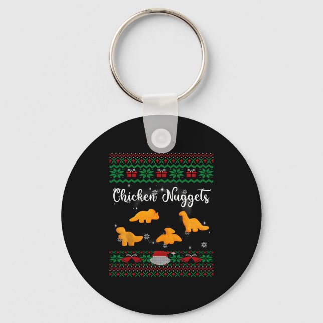 Dinos Chicken Nuggets Ugly Christmas Sweater Funny Nyckelring (Framsida)