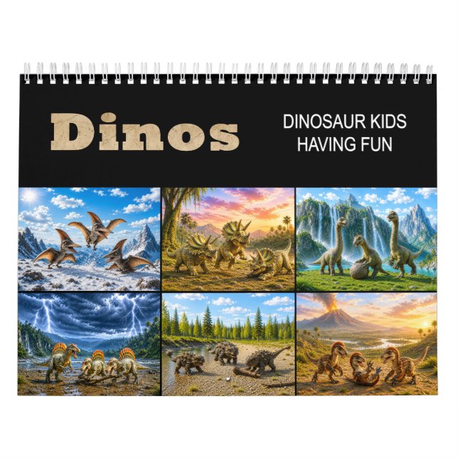 Dinos – Dinosaur Kids Having Fun  Kalender (Omslag)