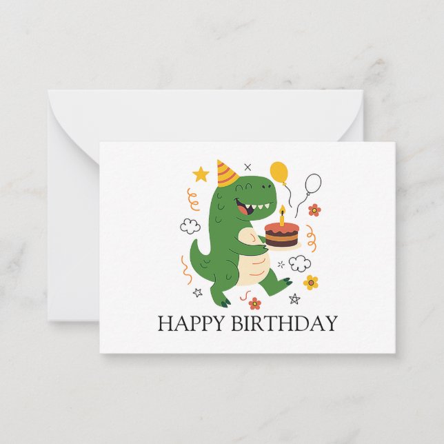 Dinos födelsedag Bash Birthday Anteckningskort (Framsida)