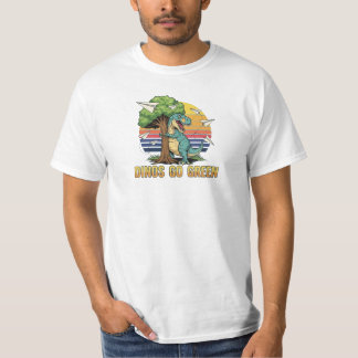 Dinos Go Green – Retro Eco Dinosaur Design T Shirt