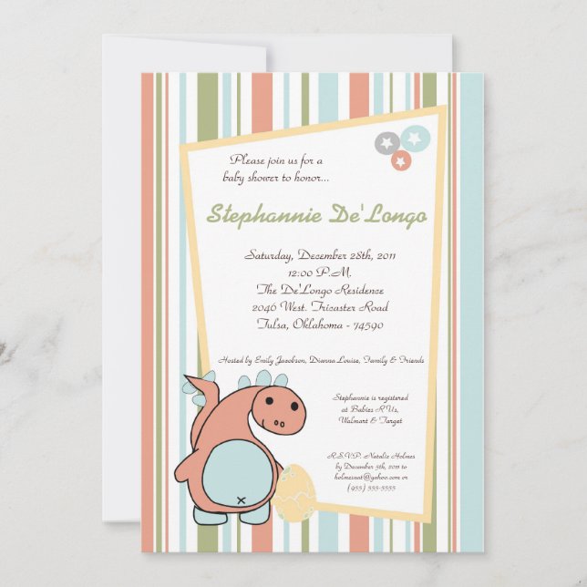 Dinos spelar dinosaurier t Rex Baby Shower-inbjuda Inbjudningar (Framsida)