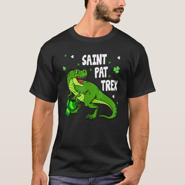 Dinosarus Saint Pax Trex Lycklig St patrick's day  T Shirt (Framsida)