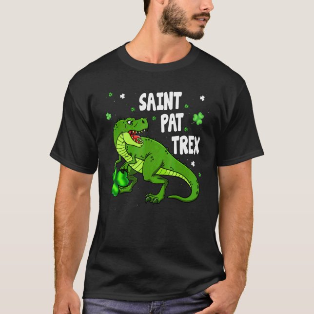 Dinosarus Saint Pax Trex Lycklig St patrick's day  T Shirt (Framsida)