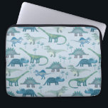 Dinosau Blue Mönster Laptop Fodral<br><div class="desc">Många blå dinosaurier,  Tyrannosaurus rex,  Spinosaurus,  Stegosaurus,  Diplodocus och Triceratops. Hjälp!</div>