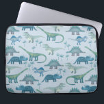 Dinosau Blue Mönster Laptop Fodral<br><div class="desc">Många blå dinosaurier,  Tyrannosaurus rex,  Spinosaurus,  Stegosaurus,  Diplodocus och Triceratops. Hjälp!</div>