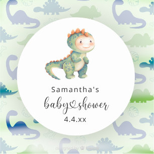 Dinosauer-babydusch för vattenfärgspojke runt klistermärke