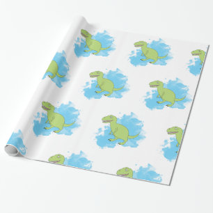 Dinosauer med bakgrundsdesign för vattenfärg presentpapper