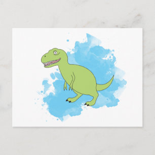 Dinosauer med bakgrundsdesign för vattenfärg vykort