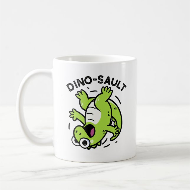 Dinosault Funny Dinosaur Pun Kaffemugg (Vänster)