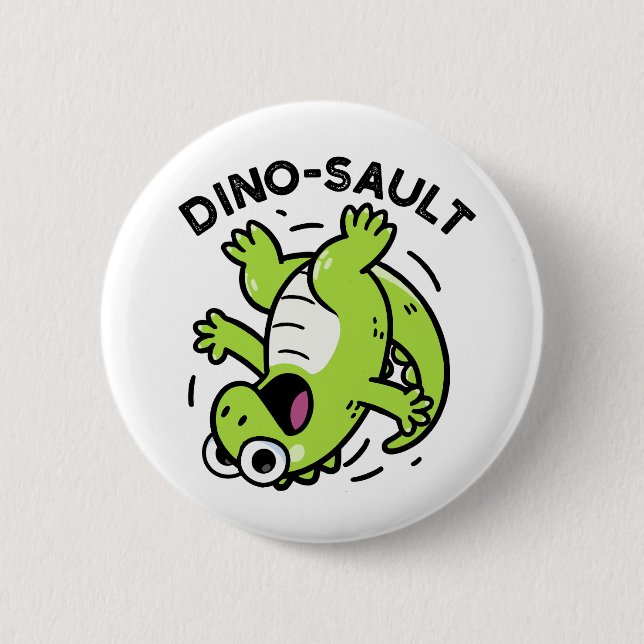 Dinosault Funny Dinosaur Pun Knapp (Framsida)