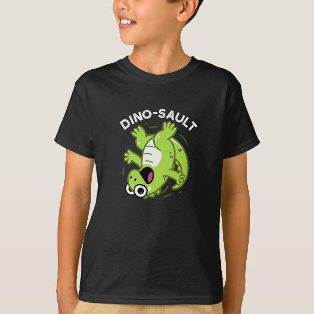 Dinosault Funny Dinosaur Pun Mörk BG T Shirt (Framsida)
