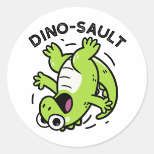 Dinosault Funny Dinosaur Pun Runt Klistermärke