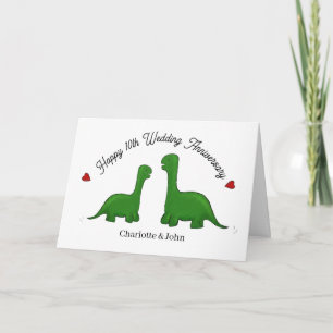 Dinosaur 10:e bröllop-årsdagen make & hustru kort