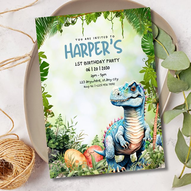 Dinosaur 1:a födelsedag, Jurassic Party Inbjudningar (Skapare uppladdad)