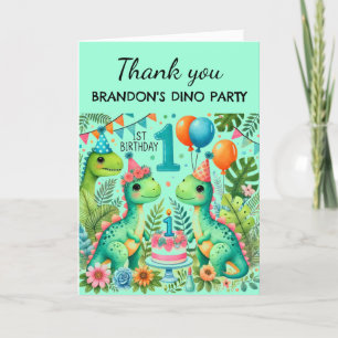 Dinosaur 1:a födelsedag Party Boy Dino Cute Tack Kort