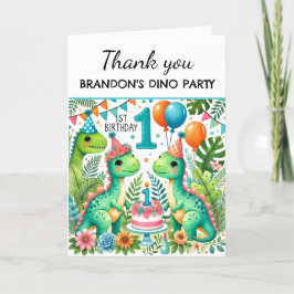 Dinosaur 1:a födelsedag Party Boy Dino Cute Tack Kort
