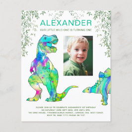 Dinosaur 1:a födelsedag Party fotobudget Flygblad