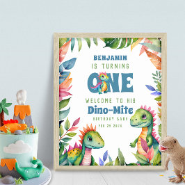 Dinosaur 1:a födelsedag Tropical Welcome Party Poster