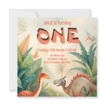Dinosaur 1:a födelsedag, vattenfärg för djungel