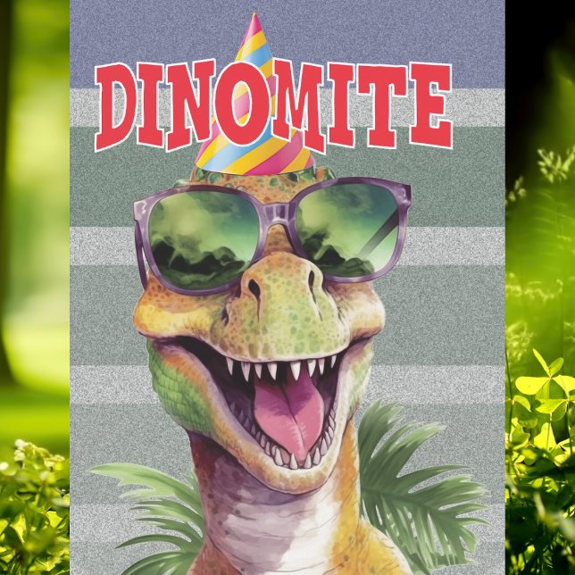 Dinosaur 1:a födelsedagsinbjudan inbjudningar (Dinosaur themed birthday party invitation. Stomp, Chomp and Roar at a dinomite event!)