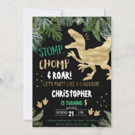 Dinosaur 1:a födelsedagsinbjudan Roar Dino Party Inbjudningar