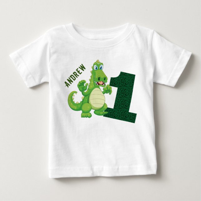 Dinosaur 1:a Personligen på födelsedagen T Shirt (Framsida)