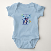 Dinosaur 1-års födelsedagsbaby bodysuit pojke redi