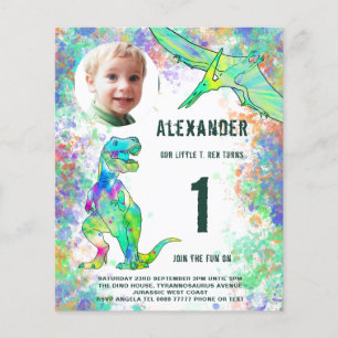 Dinosaur 1-års födelsedagsfest Budget Flygblad