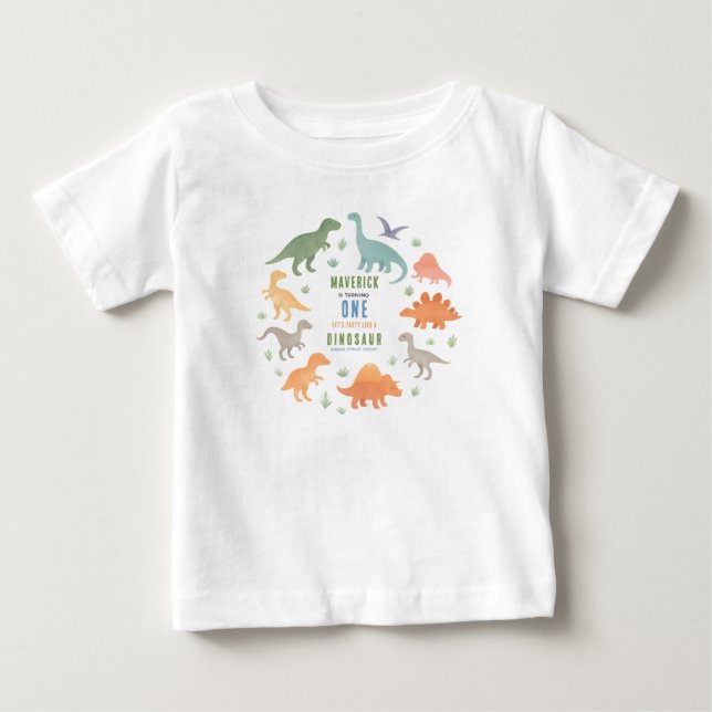 Dinosaur 1-års födelsedagsfest | Söt urtid T Shirt (Framsida)
