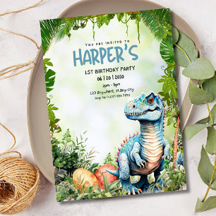 Dinosaur 1-års födelsedagsinbjudan, Jurassic-fest Inbjudningar