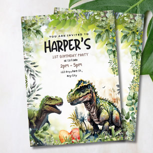 Dinosaur 1-års födelsedagsinbjudan, Vild Dinosauri Inbjudningar