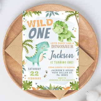 Dinosaur 1-års inbjudan Dino tema fest