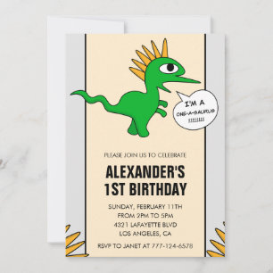Dinosaur 1-års inbjudan One-a-saurus dino