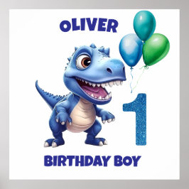 Dinosaur 1-års pojke Personlig Poster