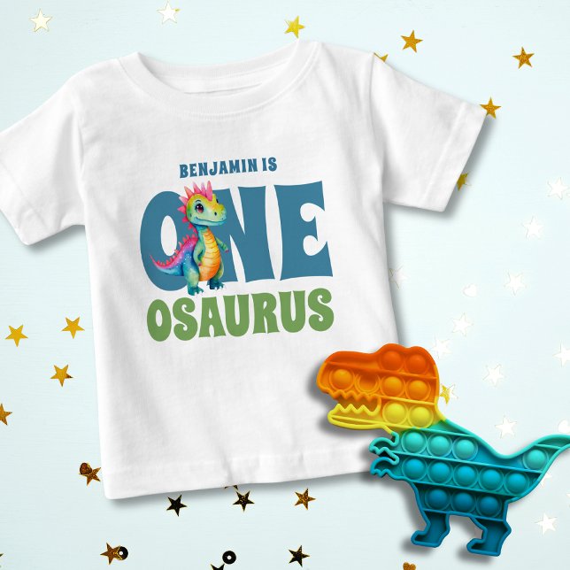 Dinosaur 1-årsdag Söt anpassad Namn Fyller ett T Shirt (Skapare uppladdad)