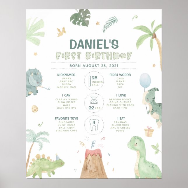 Dinosaur 1-årsjubileum milstolpsdiagram poster (Framsidan)