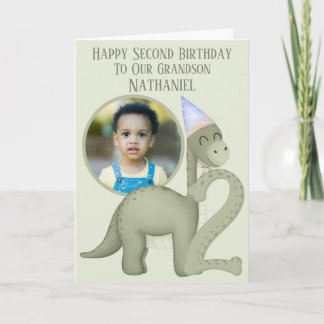 Dinosaur 1 Photo Aperture Second Birthday Card Kort