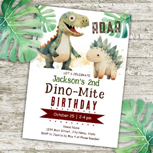 Dinosaur 2:a födelsedag inbjudningar