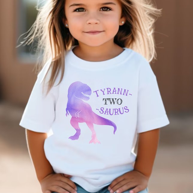 Dinosaur 2:a födelsedag Lila Tyrannosaurus Rex T Shirt (Dinosaur 2nd Birthday Purple Tyrannosaurus Rex Baby T-Shirt
)