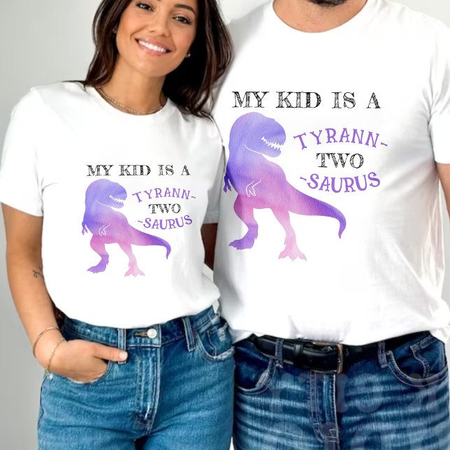 Dinosaur 2:a födelsedag Lila Tyrannosaurus Rex T Shirt (Dinosaur 2nd Birthday Purple Tyrannosaurus Rex T-Shirt
)