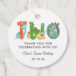 Dinosaur 2:a födelsedag Tack Gåvor Etiketter