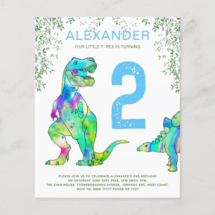 Dinosaur 2:a födelsedagen Party Flygblad