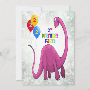 Dinosaur 2:a födelsedagen Party Inbjudningar