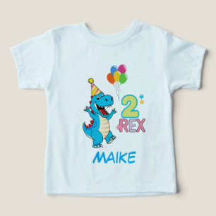 Dinosaur 2:a födelsedagen Party T-Shirt Cute Din