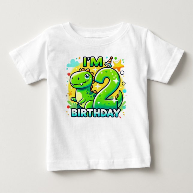 Dinosaur 2:a födelsedagen t shirt (Framsida)