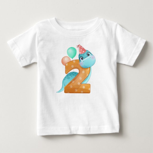 Dinosaur 2:a födelsedagen T-Shirt (Framsida)