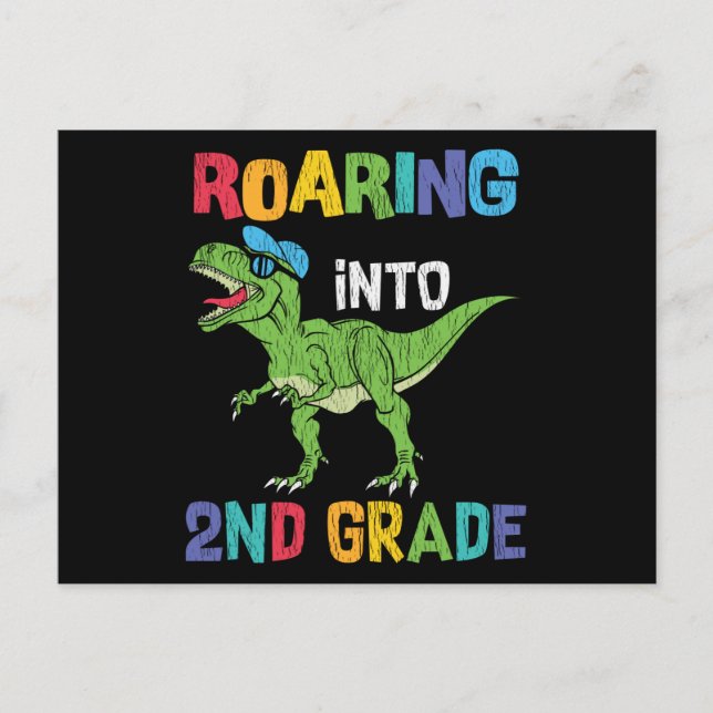 Dinosaur 2:a klass tillbaka till skolan barnpresen vykort (Framsida)