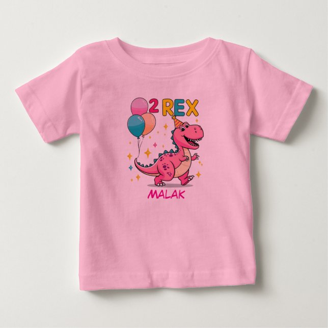 Dinosaur 2-års födelsedags t-shirt | Söt Dino wi (Framsida)