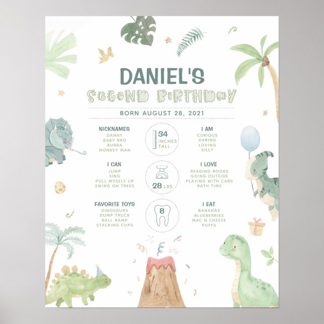 Dinosaur 2-årsjubileum Milstolpsdiagram Poster (Framsidan)